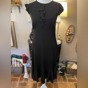 Esprit vintage little black dress with ruffled cap sleeves & detail.